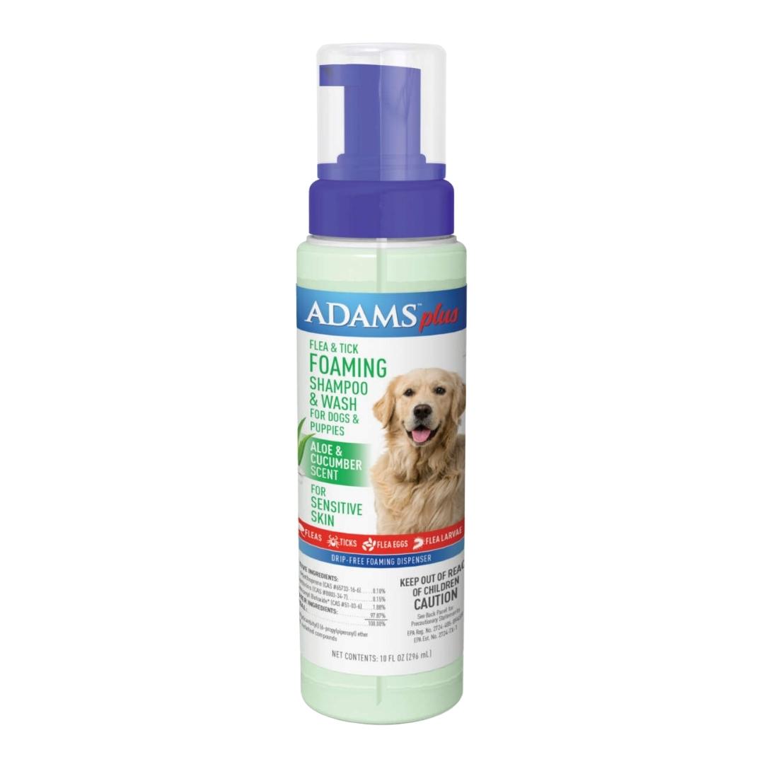 Adams Plus Flea & Tick Foaming Shampoo & Wash for Dogs & Puppies