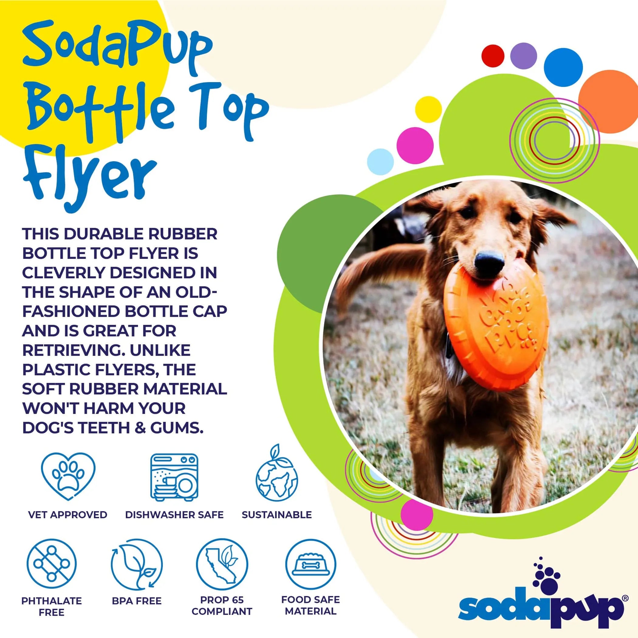 SodaPup Bottle Top Flyer Durable Rubber Retrieving Frisbee