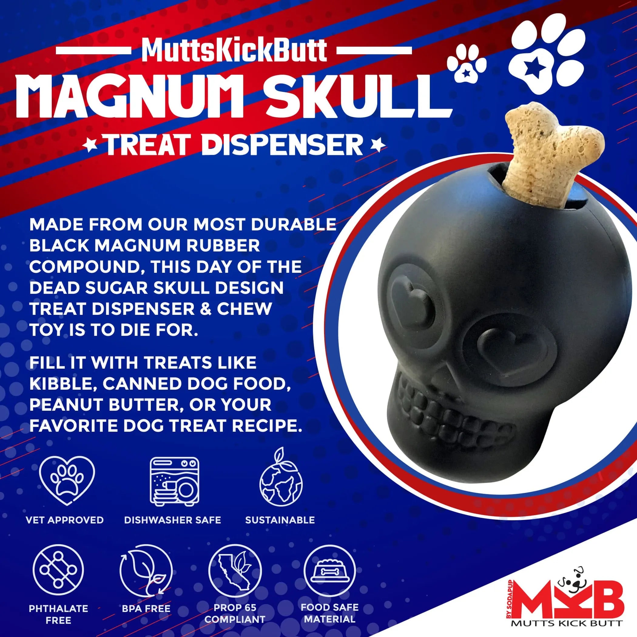 Treat to Die For: Sugar Skull Chew Toy & Treat Dispenser