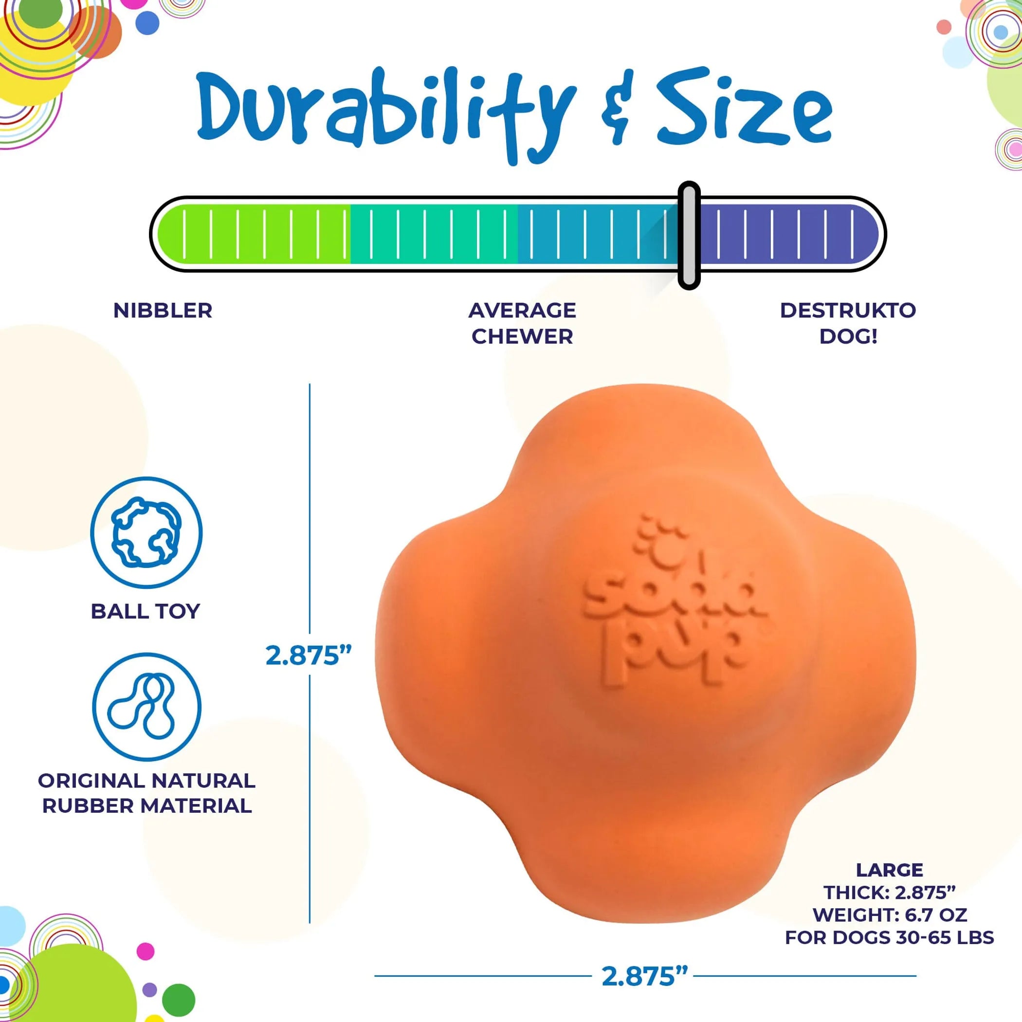 SodaPup Crazy Bounce Ultra Durable Rubber Chew & Retrieving Toy