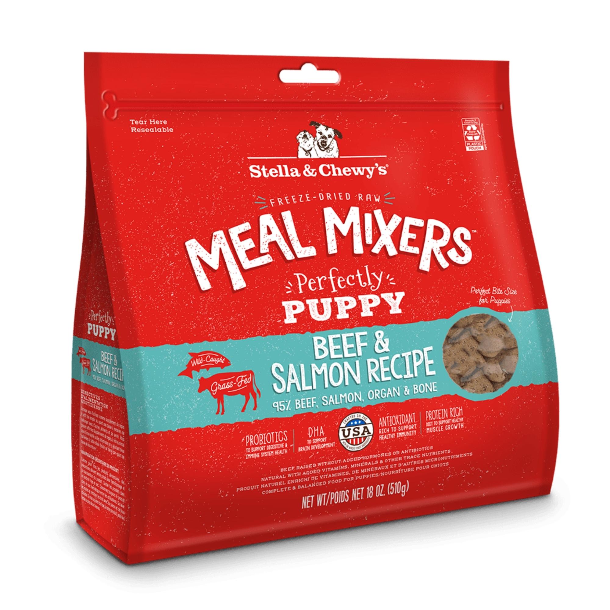 Stella & Chewy’s Freeze-Dried Raw Meal Mixers Puppy Beef & Salmon Recipe for Dogs (18 oz)