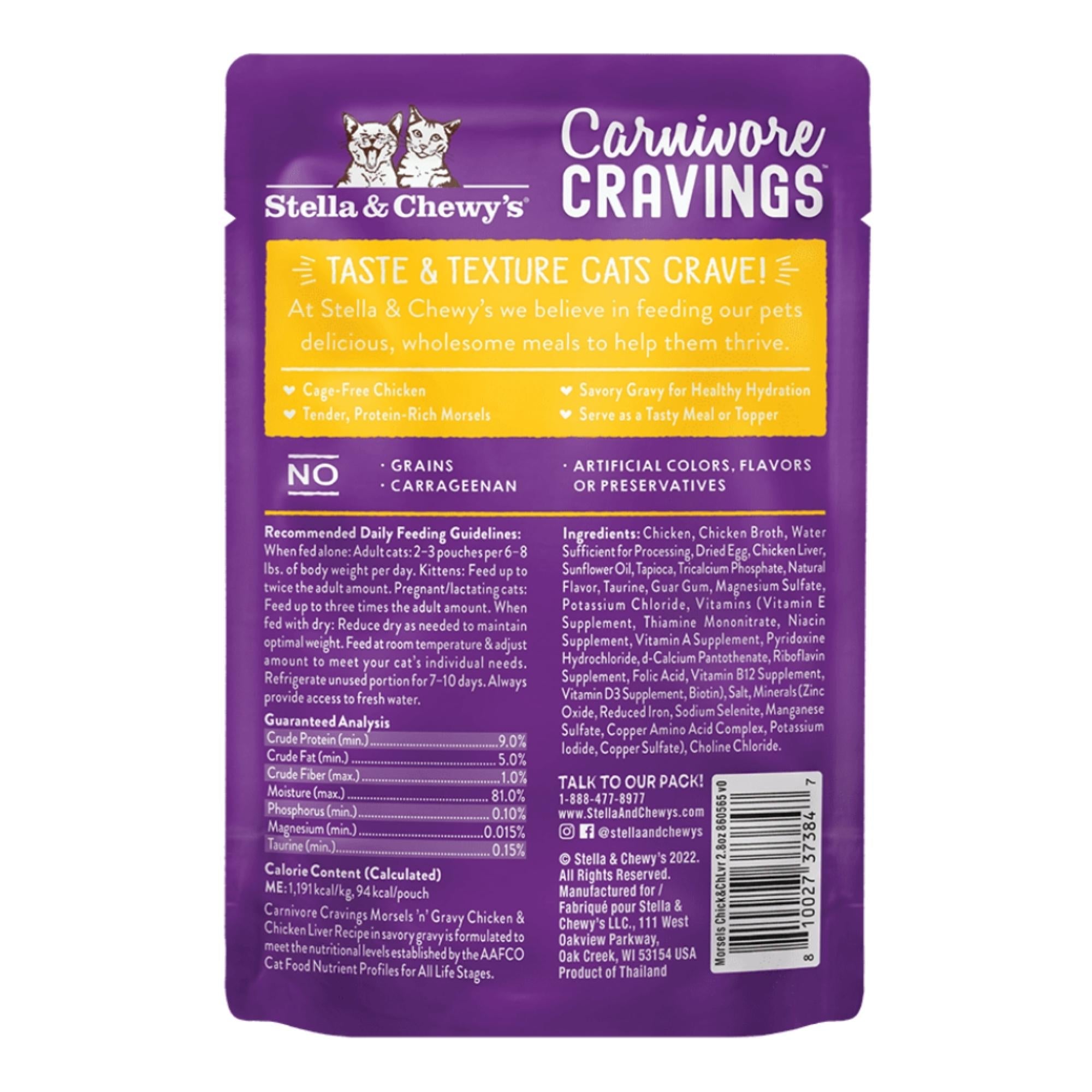 Stella and Chewys Carnivore Cravings MorselsNGravy Chicken and Chicken Liver Recipe 2.99oz. (Case of 24)