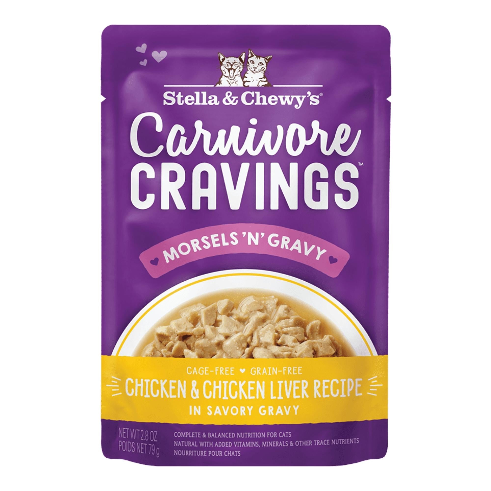 Stella and Chewys Carnivore Cravings MorselsNGravy Chicken and Chicken Liver Recipe 2.99oz. (Case of 24)