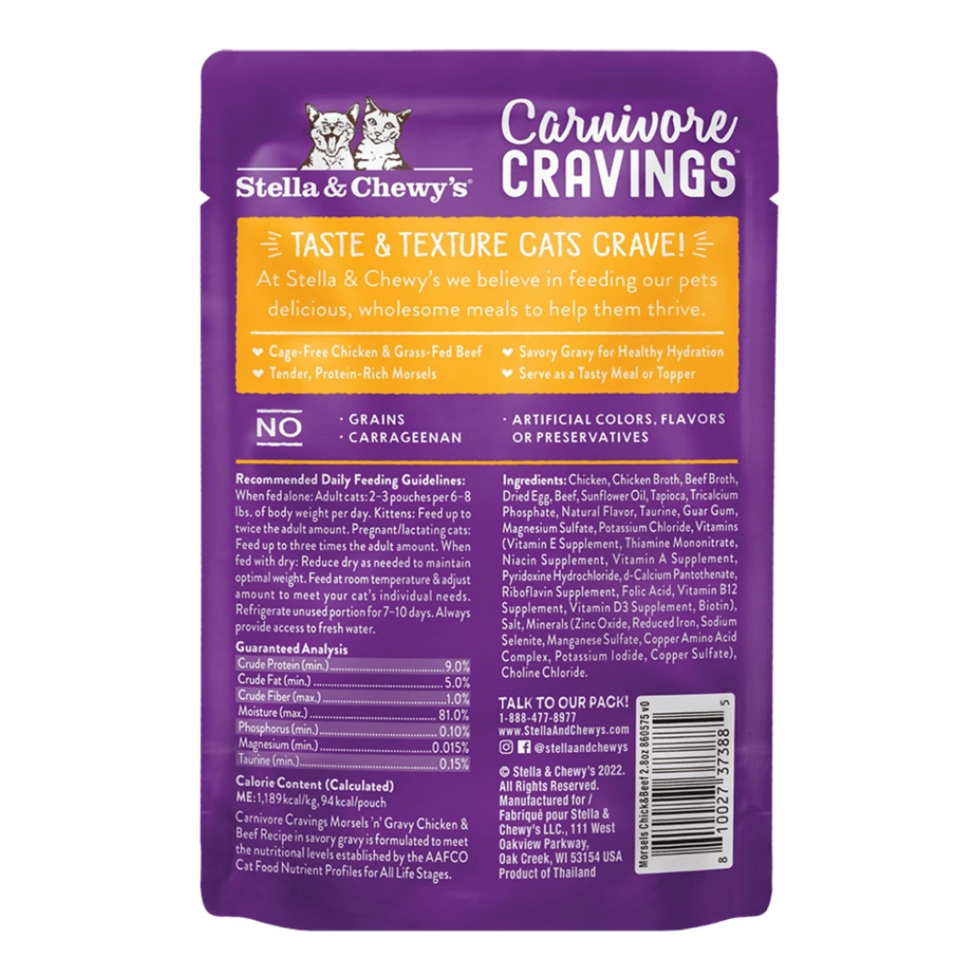 Stella and Chewys Carnivore Cravings MorselsNGravy Chicken and Beef Recipe 2.99oz. (Case of 24)