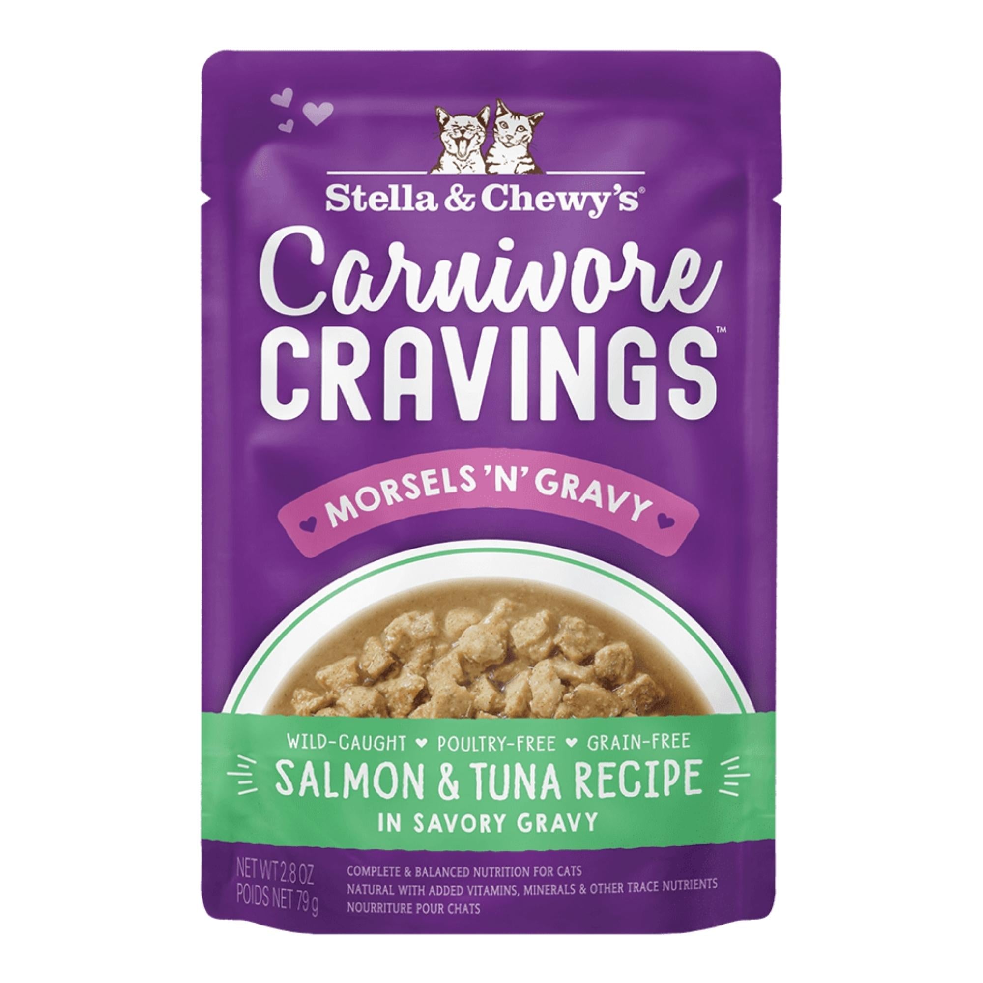 Stella and Chewys Carnivore Cravings MorselsNGravy Salmon and Tuna Recipe 2.99oz. (Case of 24)