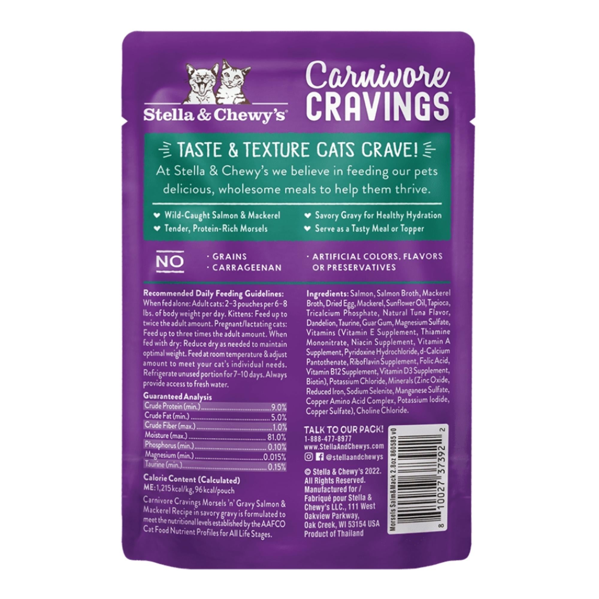 Stella and Chewys Carnivore Cravings MorselsNGravy Salmon and Mackerel Recipe 2.99oz. (Case of 24)