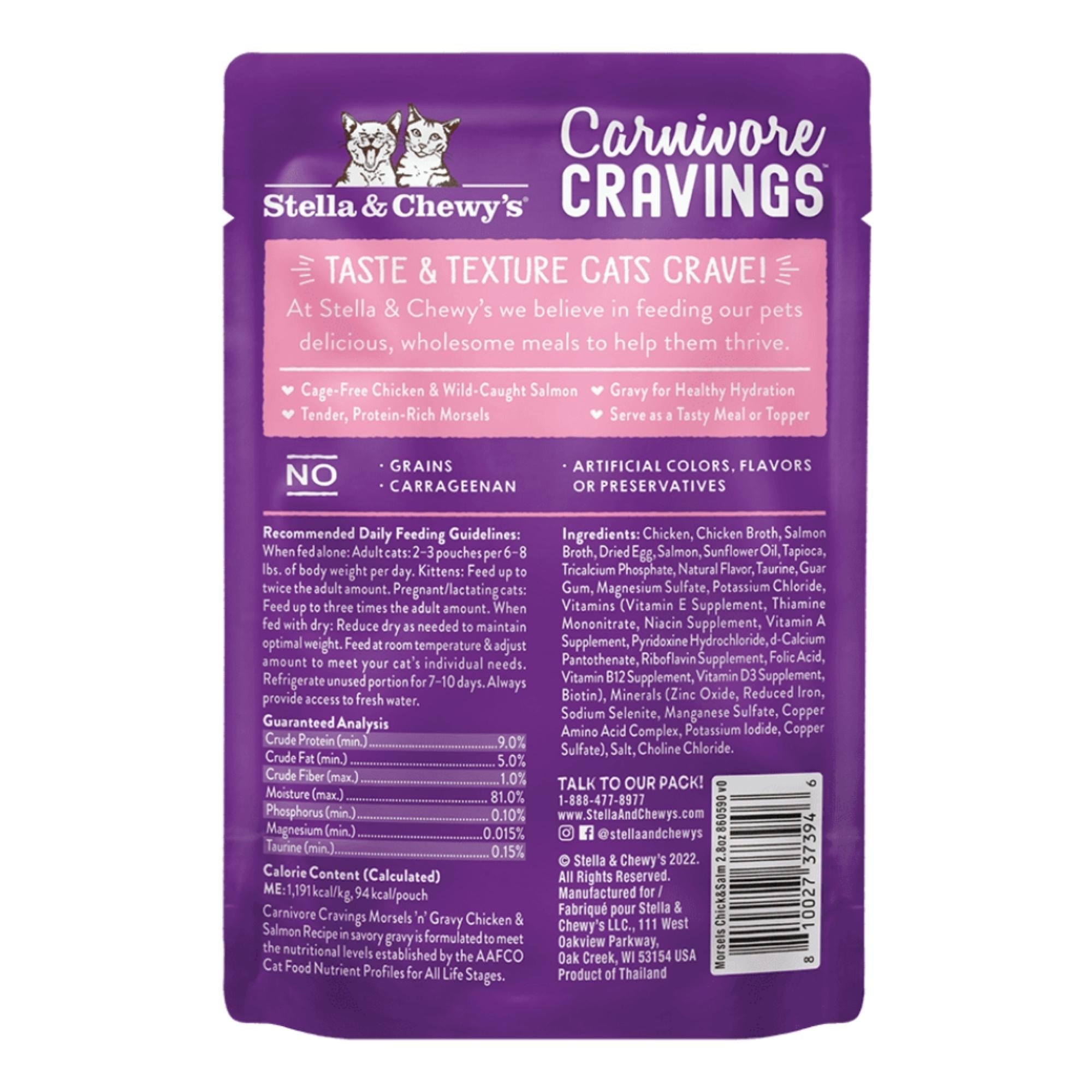 Stella and Chewys Carnivore Cravings MorselsNGravy Chicken and Salmon Recipe 2.99oz. (Case of 24)