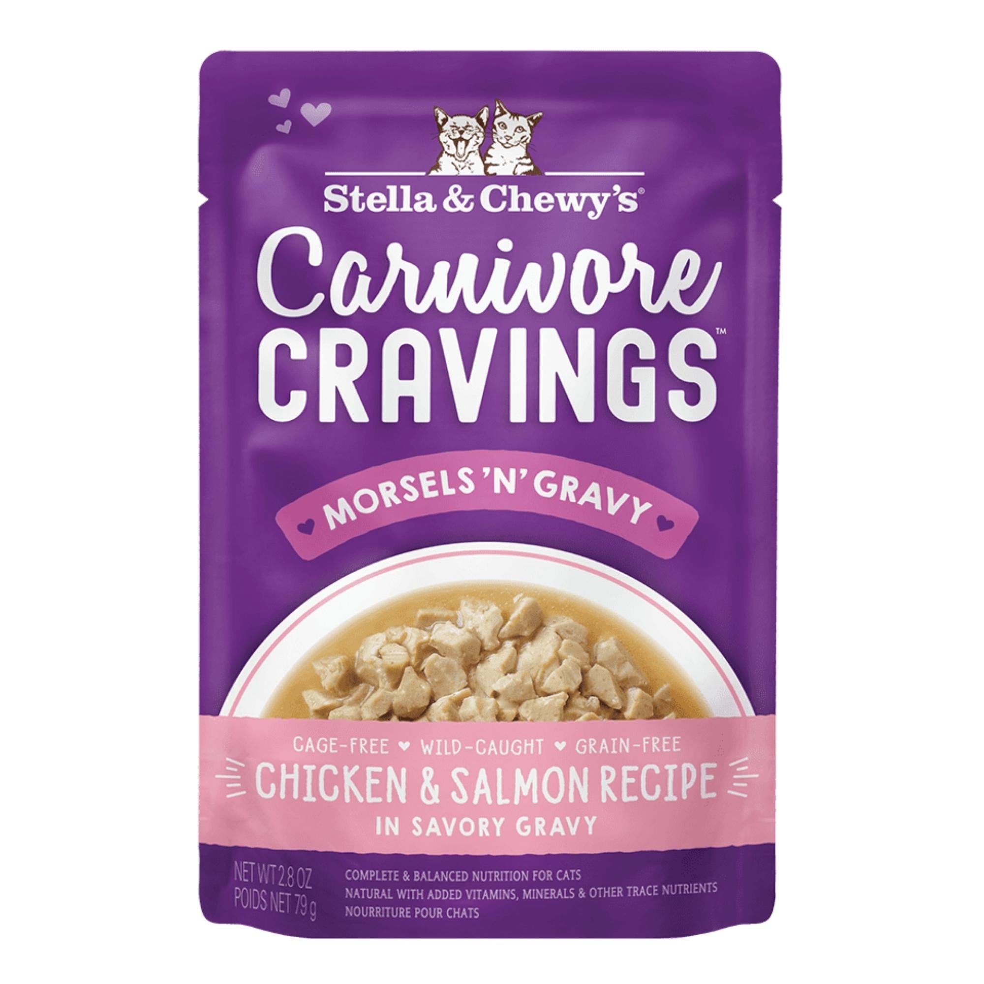 Stella and Chewys Carnivore Cravings MorselsNGravy Chicken and Salmon Recipe 2.99oz. (Case of 24)