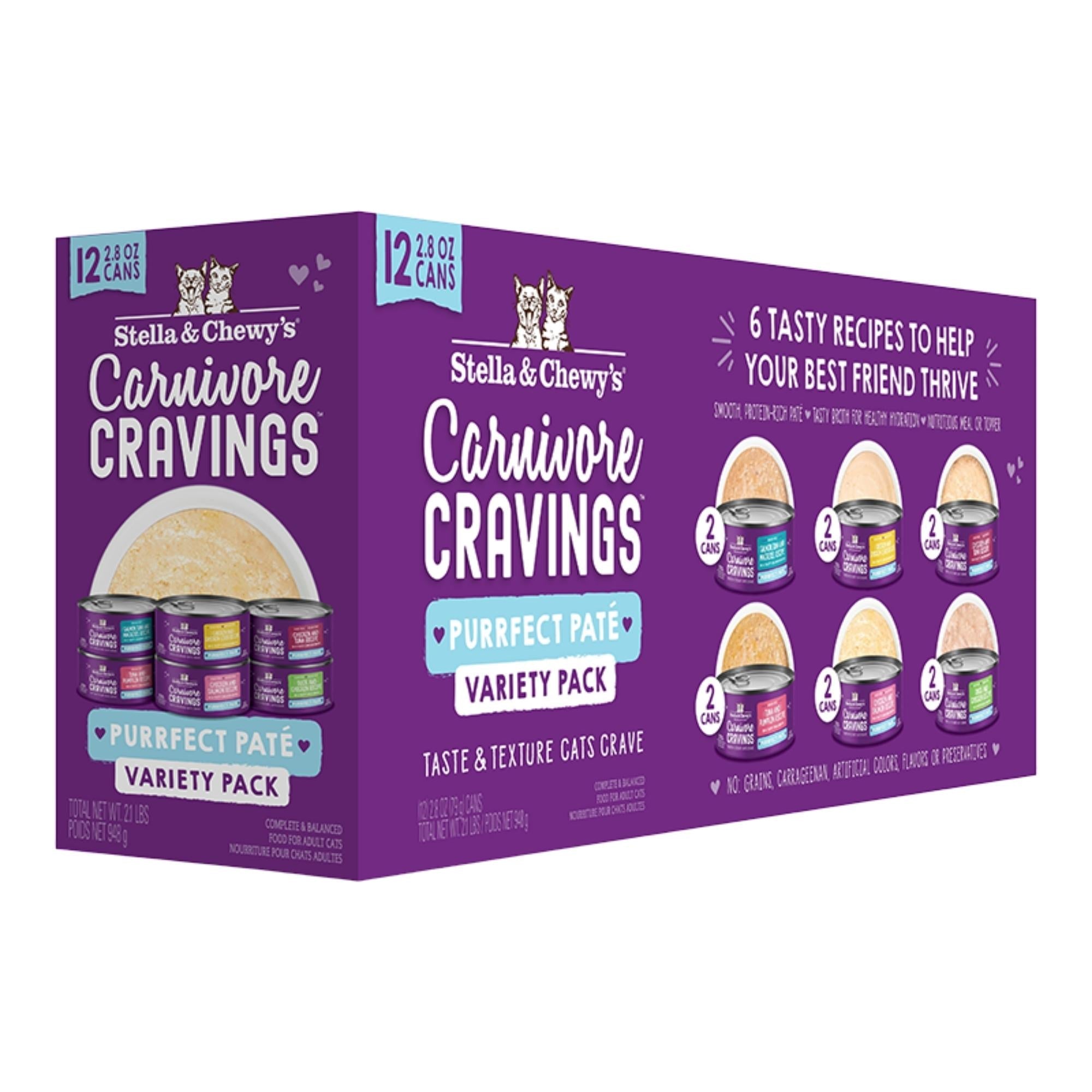 Stella and Chewys Cat Carnivore Purrfect Pate Variety Pack 2.99oz. (Case of 24)