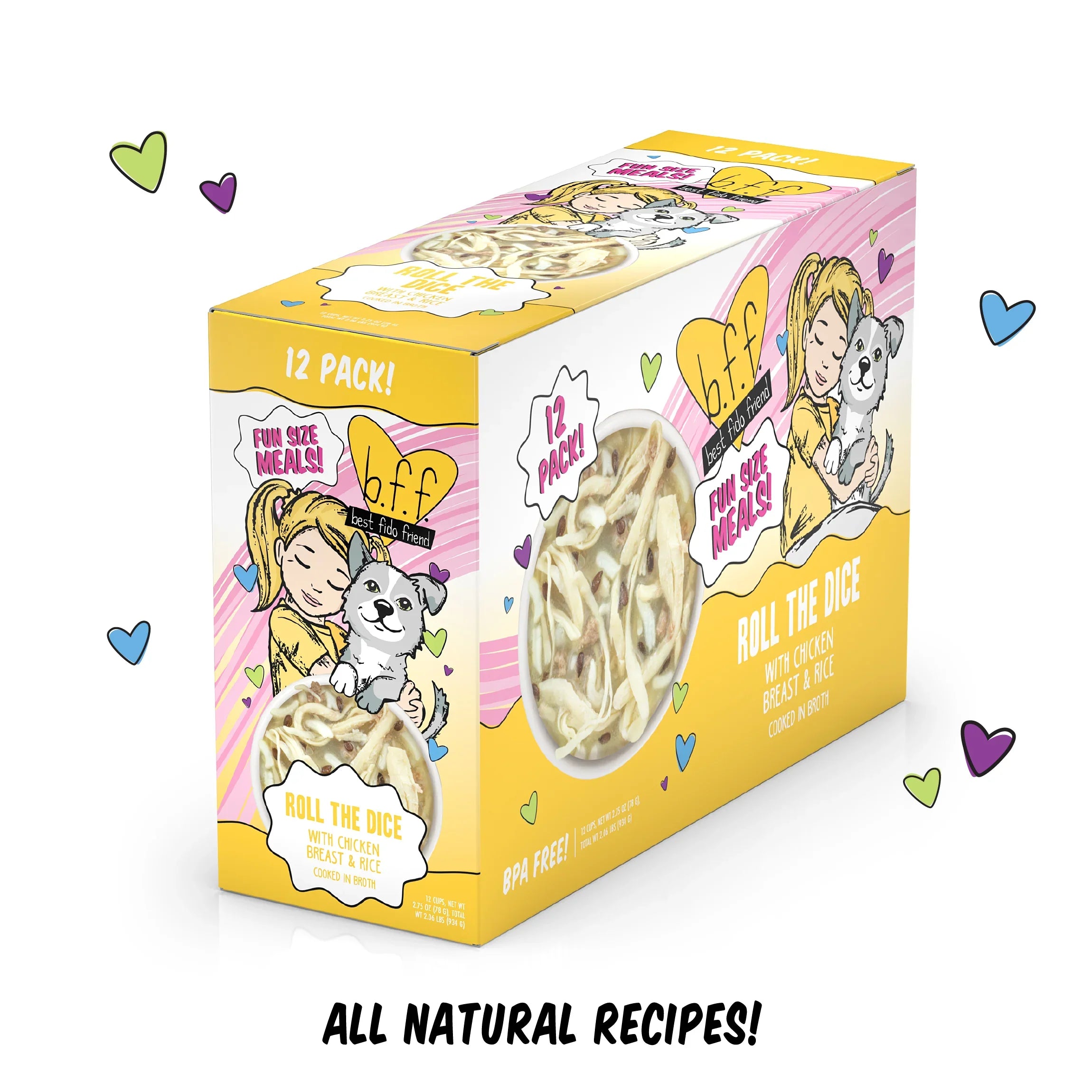 Bff Dog Roll The Dice Chicken & Rice Cup 2.99oz. (Case of 12)