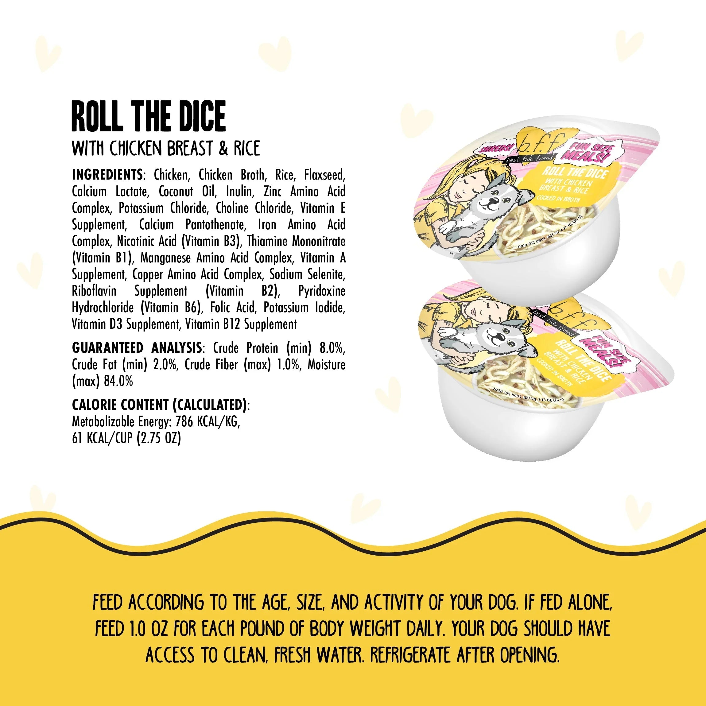 Bff Dog Roll The Dice Chicken & Rice Cup 2.99oz. (Case of 12)