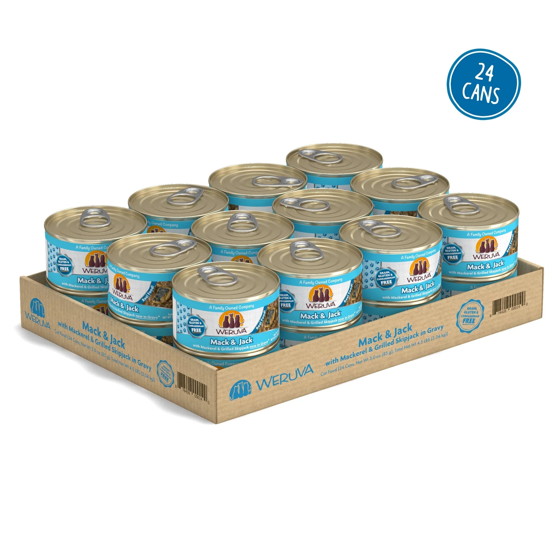Weruva Cat Mack and Jack with Mackerel and Grilled Skipjack in Gravy 5.99oz. (Case of 12)