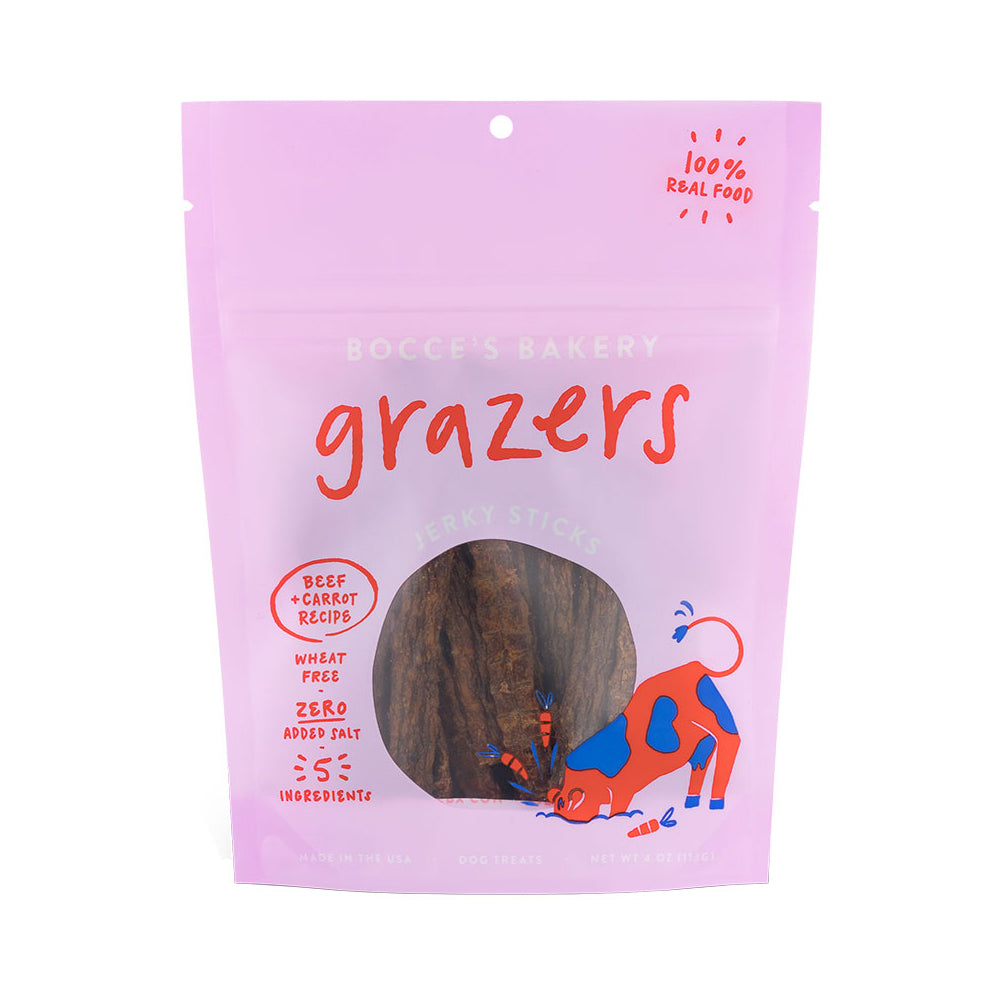 Bocce's Bakery Dog Grazers - Beef Jerky Sticks, 4 oz