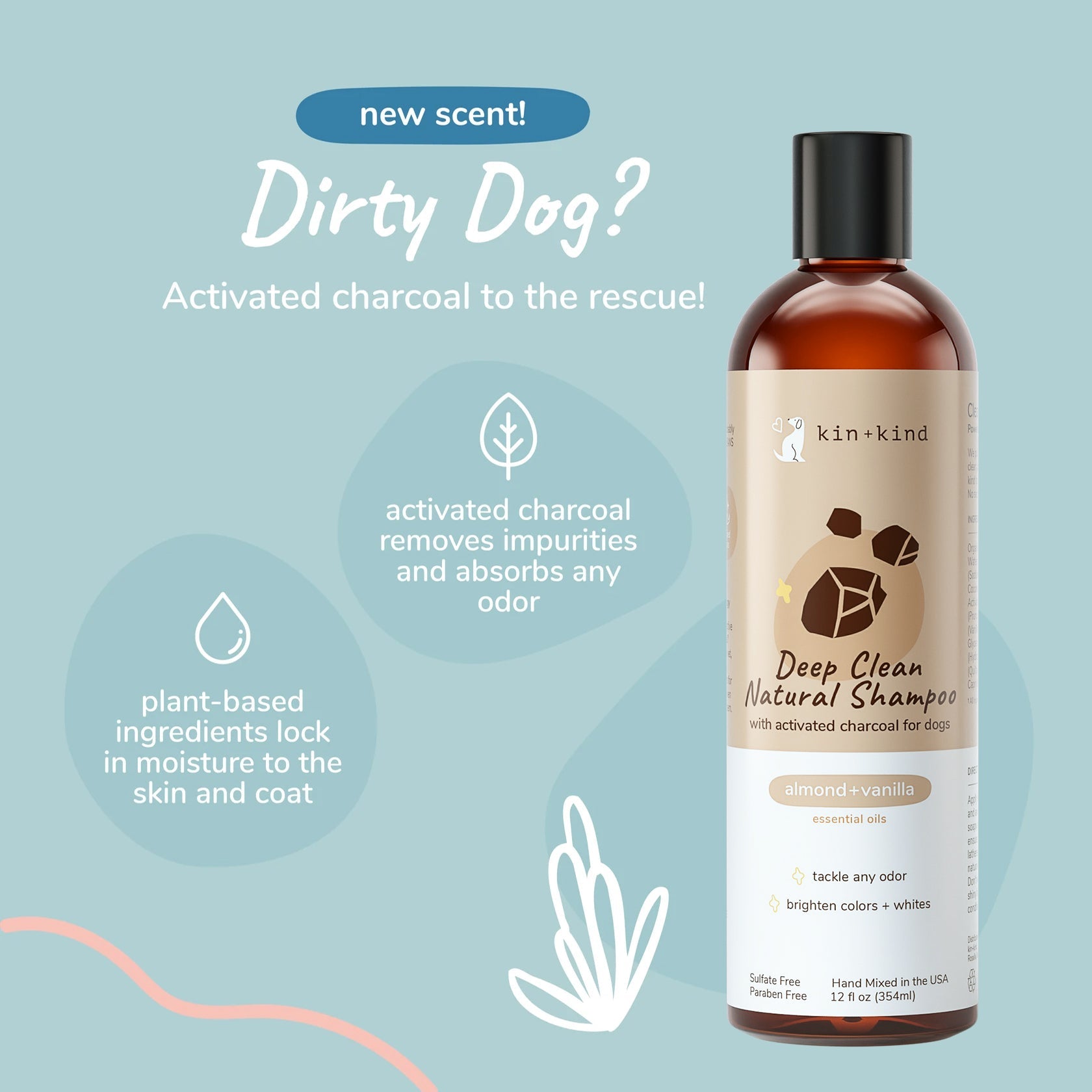 Kin+Kind Deep Clean Activated Charcoal Shampoo (Almond Vanilla Scent)