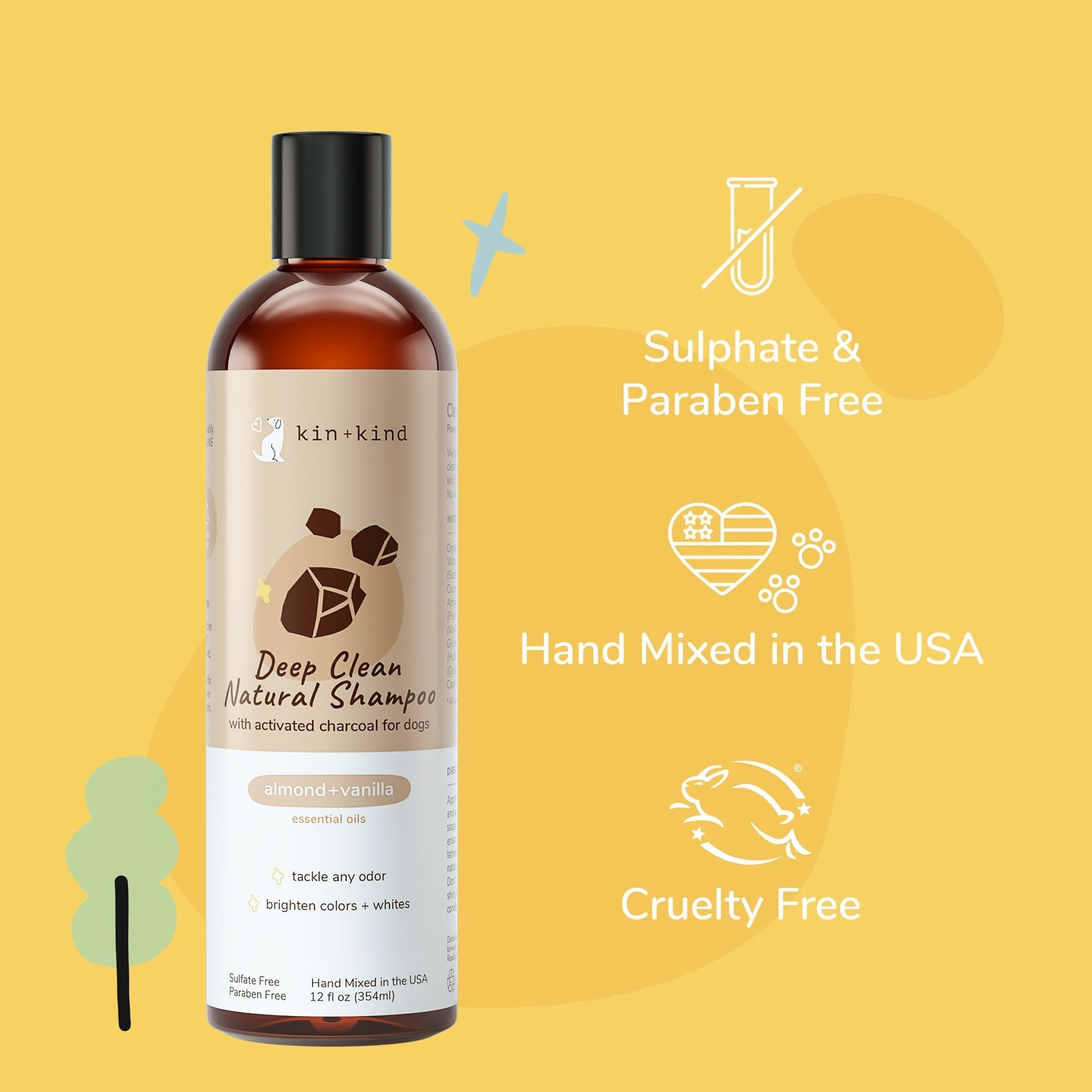 Kin+Kind Deep Clean Activated Charcoal Shampoo (Almond Vanilla Scent)
