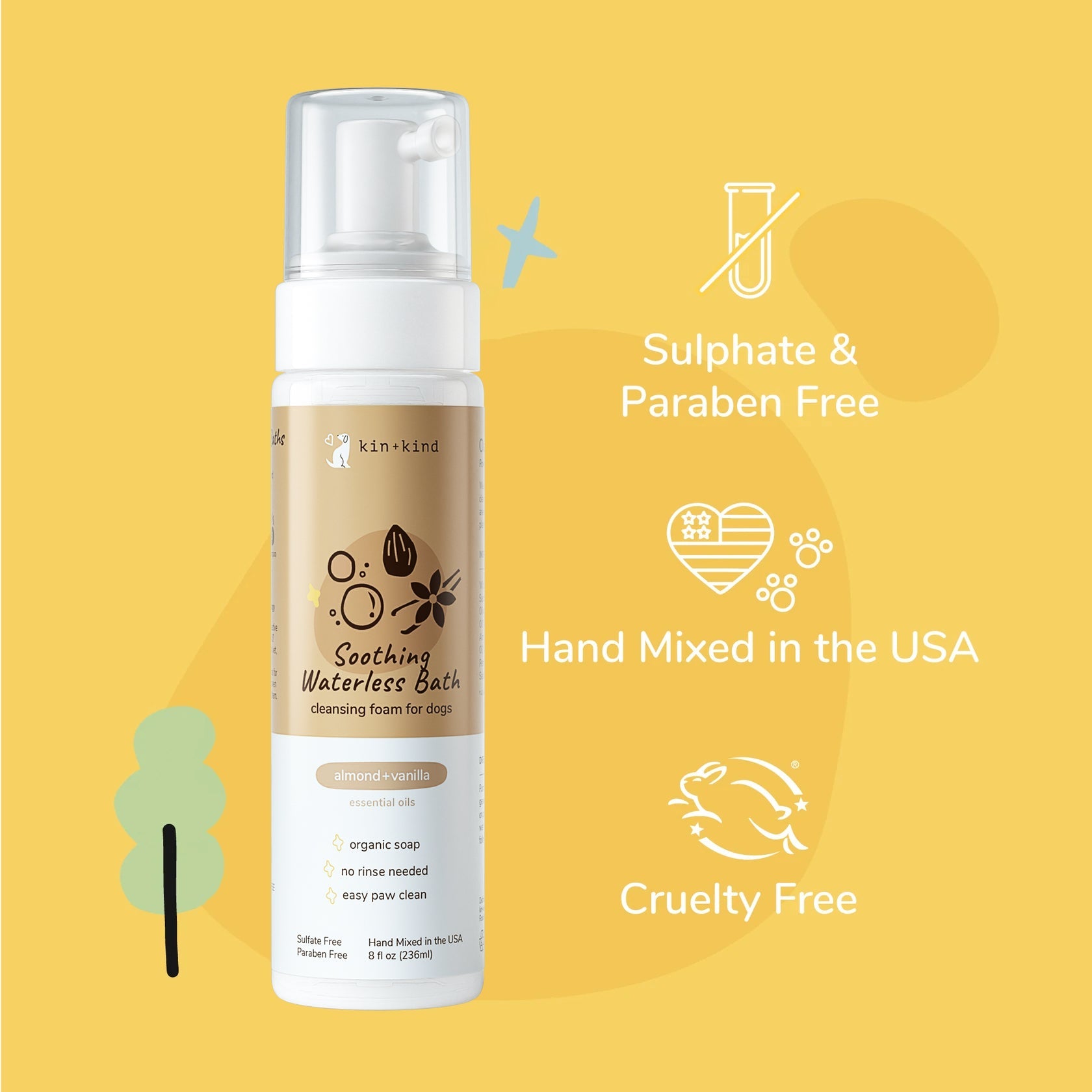 Kin+Kind Soothing Natural Waterless Bath - Almond + Vanilla