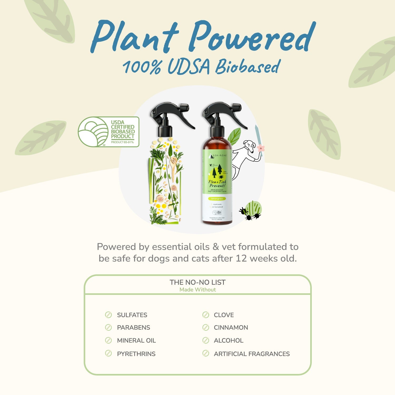 Kin+Kind Flea & Tick Lemongrass Protect Spray