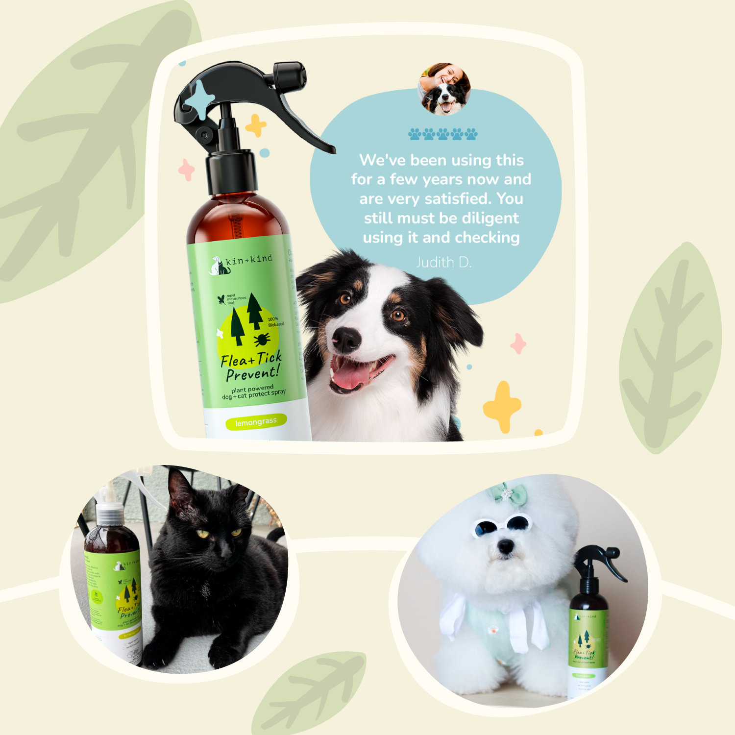 Kin+Kind Flea & Tick Lemongrass Protect Spray