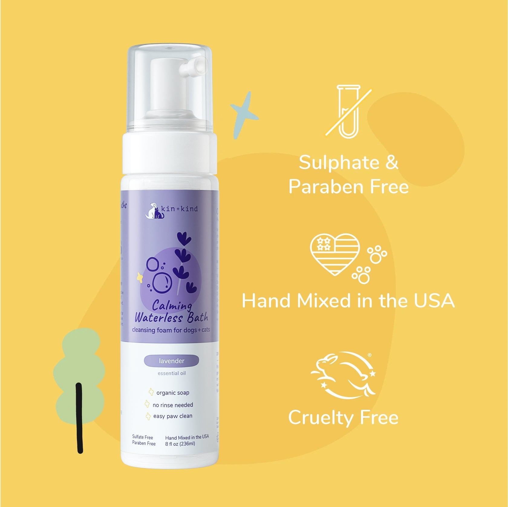 Kin+Kind Calming Lavender Waterless Bath – 8oz