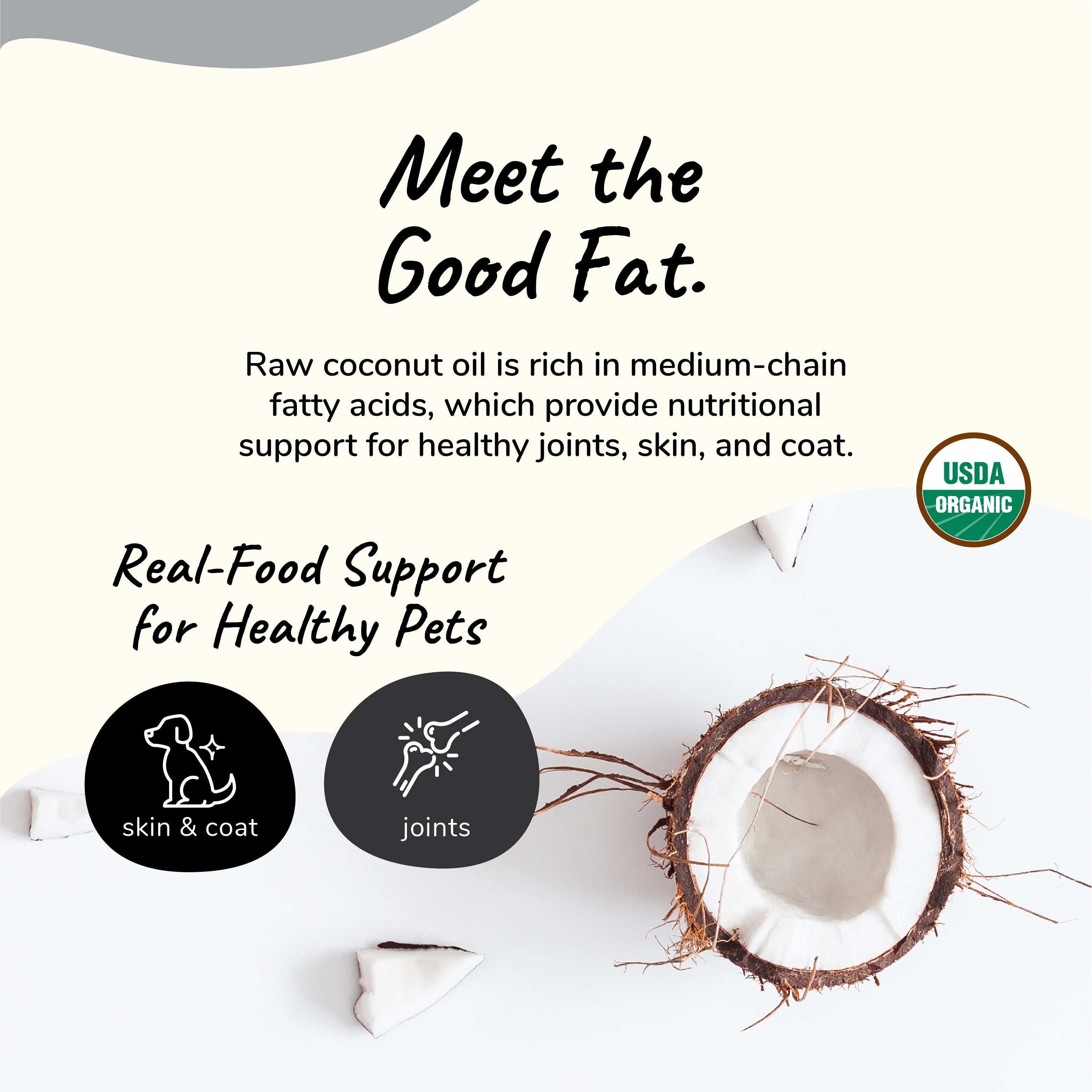 Kin+Kind Organic Skin+Coat+Joint Coconut Oil Supplement for Pets