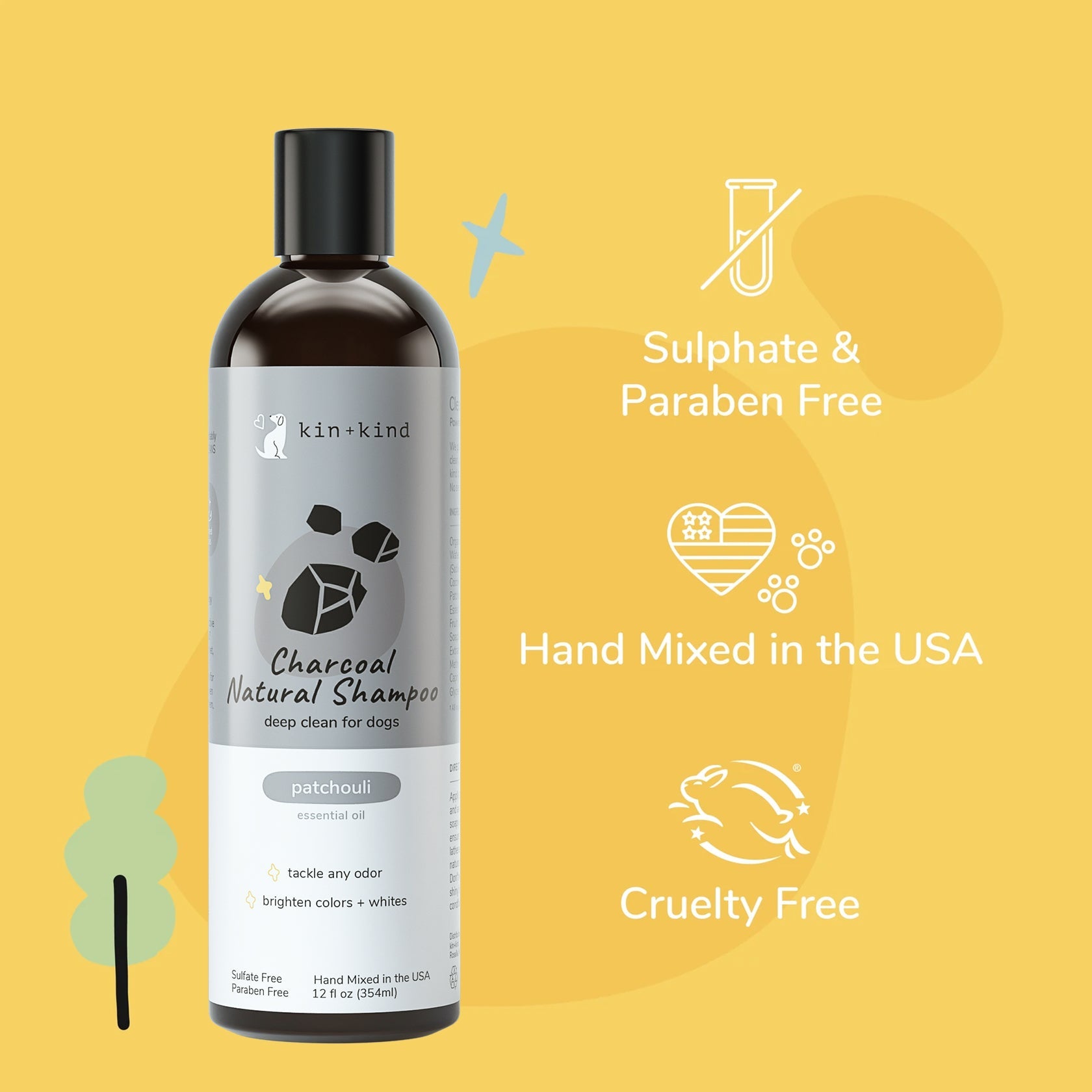 Kin+Kind Activated Charcoal Shampoo (Patchouli Scent)