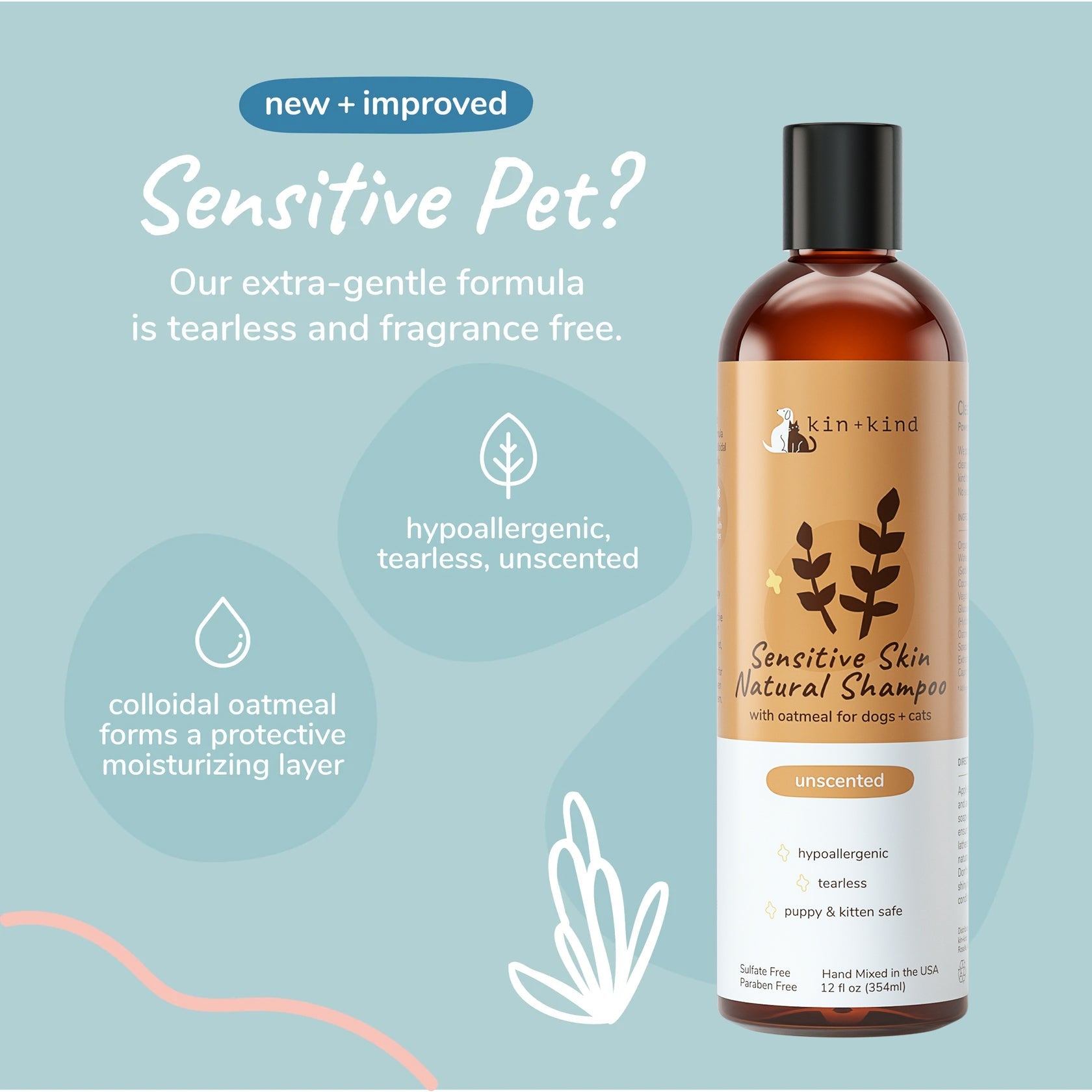 Kin+Kind Sensitive Skin Unscented Oatmeal Shampoo