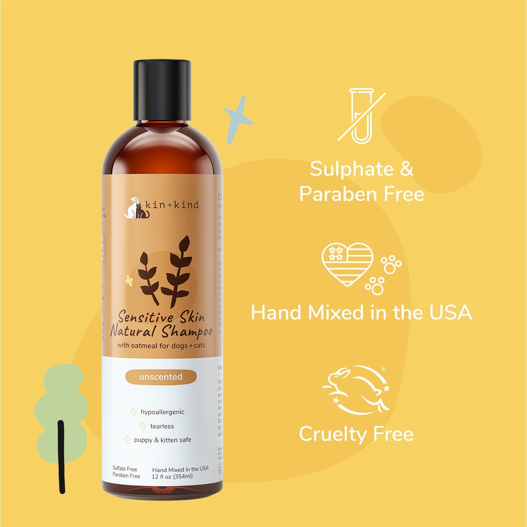 Kin+Kind Sensitive Skin Unscented Oatmeal Shampoo