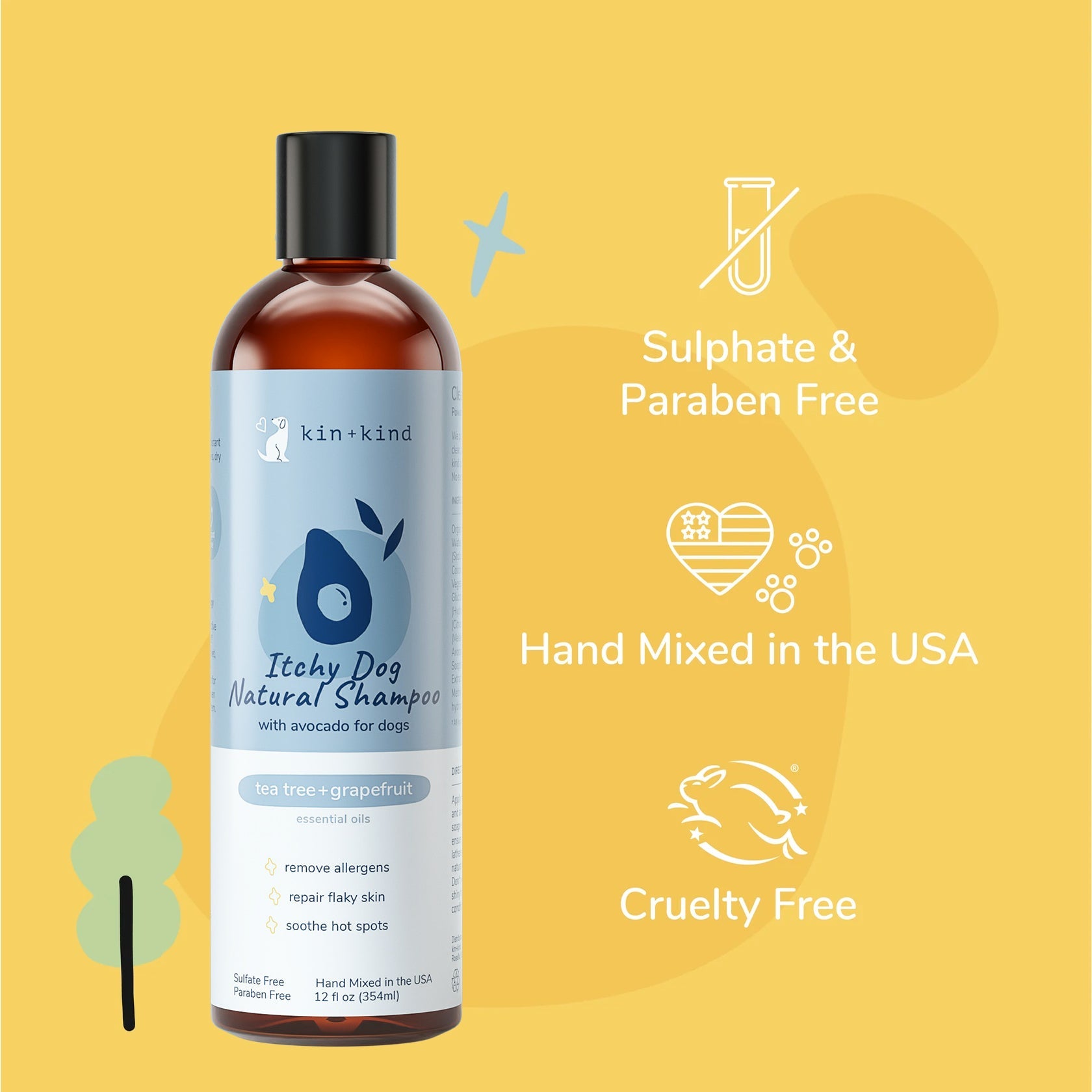 Kin+Kind Itchy Dog Shampoo - (Tea Tree + Grapefruit)