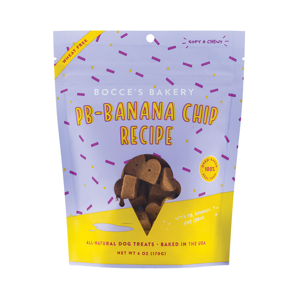Bocce's Bakery Dog Soft & Chewy Scoop Shop Treats - PB-Banana Chip Flavor, 6 oz