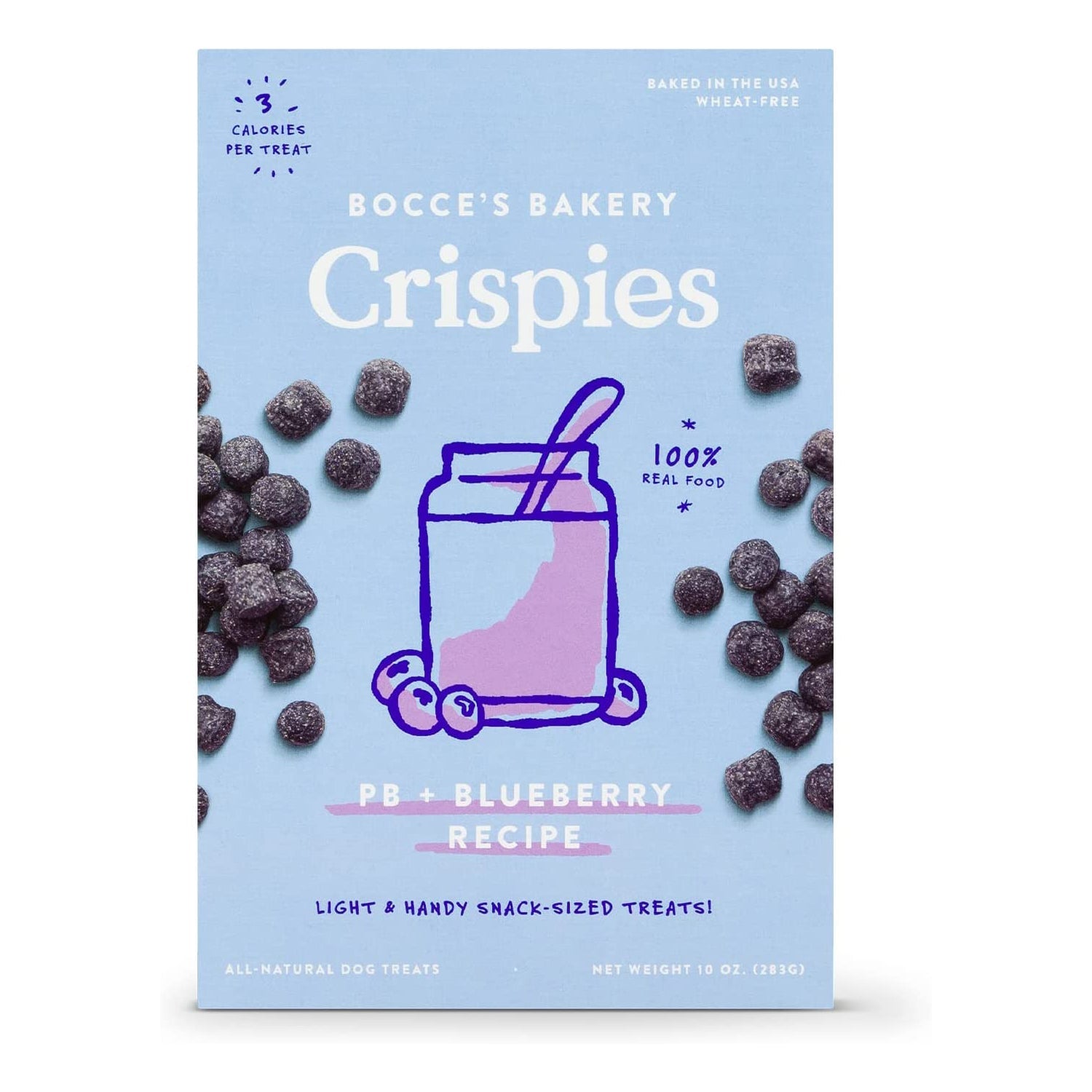 Bocce's Bakery Dog Crispies - Peanut Butter & Blueberry Flavor, 10 oz